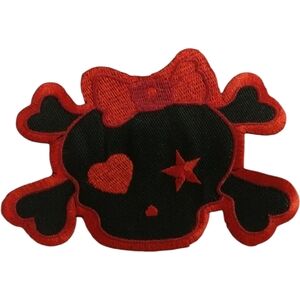 🔥2 XL Gothic Bow Skull Iron-On Patches